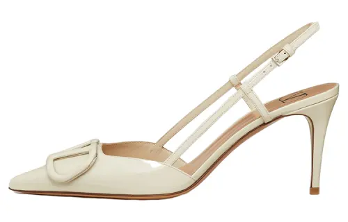 Valentino Leather Slim Heel High Heels Women's Beige