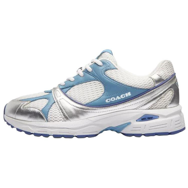 COACH Mesh, Leather Low top Casual Shoes Men's Blue