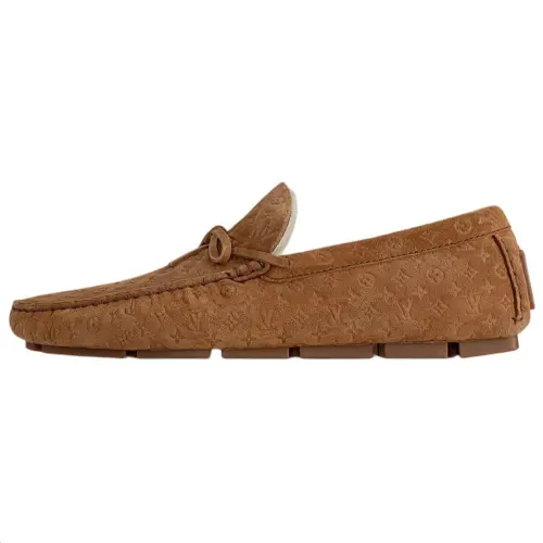 LOUIS VUITTON Driver Cow Leather Loafers Men's Brown