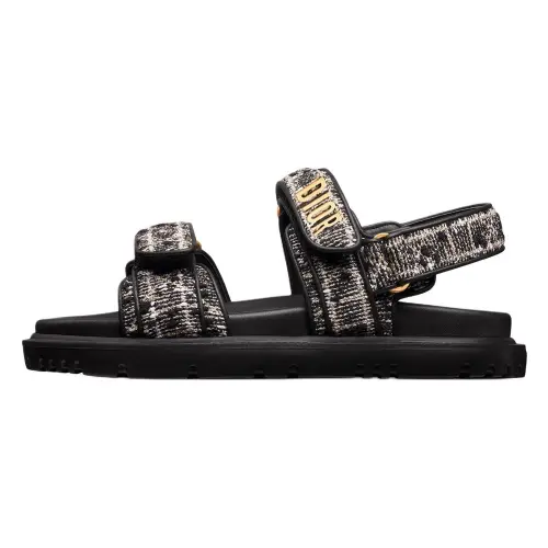 DIOR DiorAct Sheepskin One Strap Sandals Women's Black