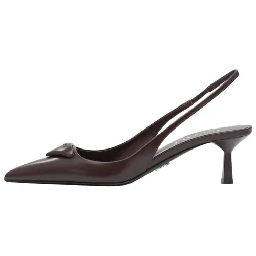 PRADA Leather Slim Heel High Heels 7.5cm Women's Burgundy