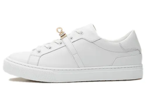 HERMES Sneakers Day Leather Low top Stylish Skateboarding Shoes Women's White