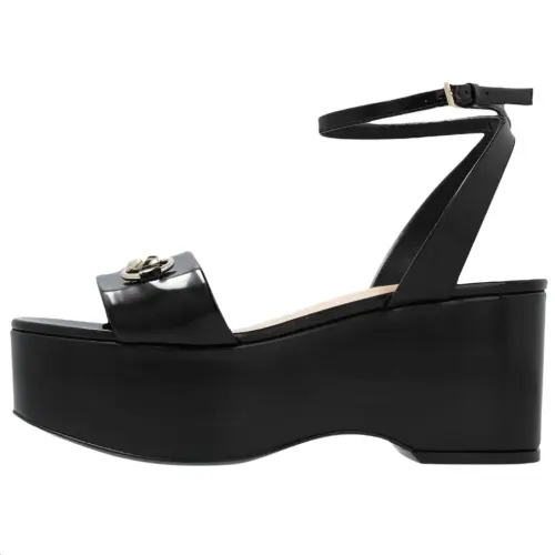 GUCCI Horsebit Leather One Strap Sandals 8cm Women's Black