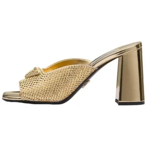 PRADA Antibacterial Slide Slippers Women's Gold