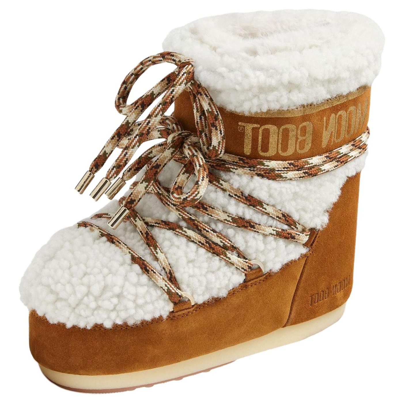 Moon Boot Logo Printed Shearling Lace-Up Boots Women's