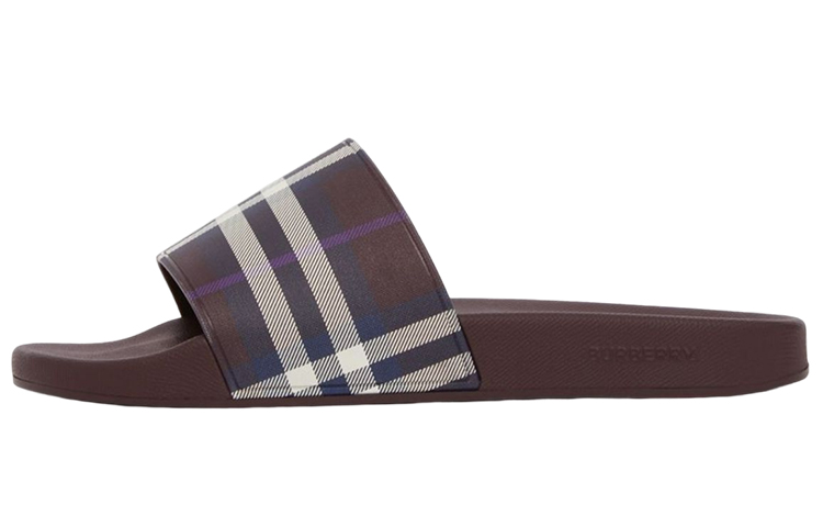 Мужские шлепанцы Burberry Check Print (коричневые)