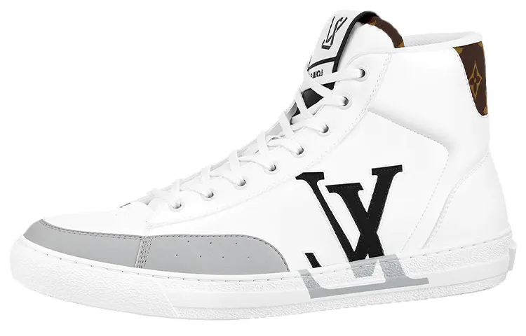 LOUIS VUITTON Lv Charlie Ankle Sneakers 'White With Black Grey Side Logo And Back Monogram'