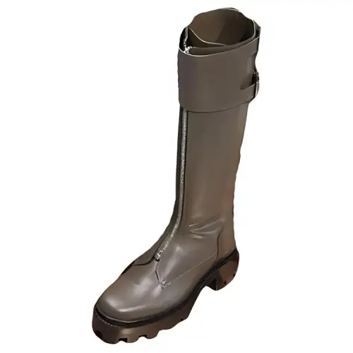 HERMES Leather Knee high Boots Women's Brown