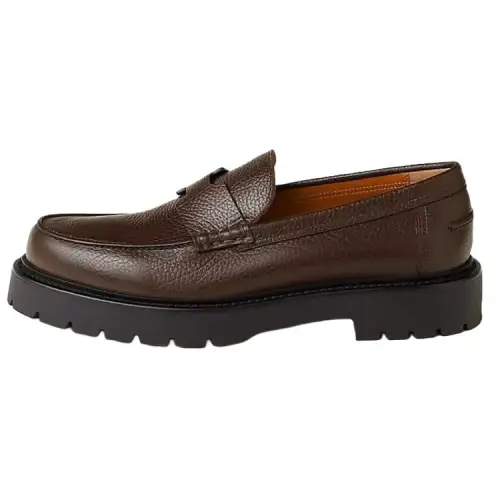 HERMES Klement Leather Loafers 3cm Men's Brown