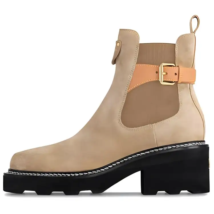 LOUIS VUITTON Beaubourg Short Chelsea Boots 4cm Women's Brown Black