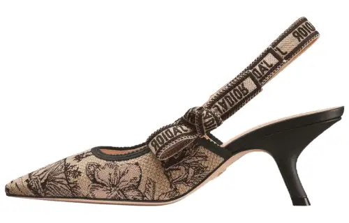 DIOR J'Adior Fabric Slim Heel High Heels 6.5cm Women's Beige Black
