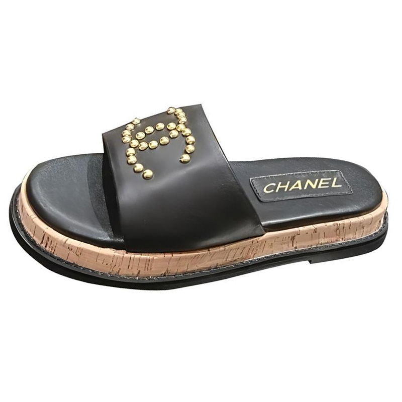 Женские шлепанцы Chanel CHANEL (черные)