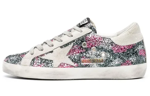 Golden Goose Super Star Cow Leather Stylish Skateboarding Shoes Women's Multicolor Distressed