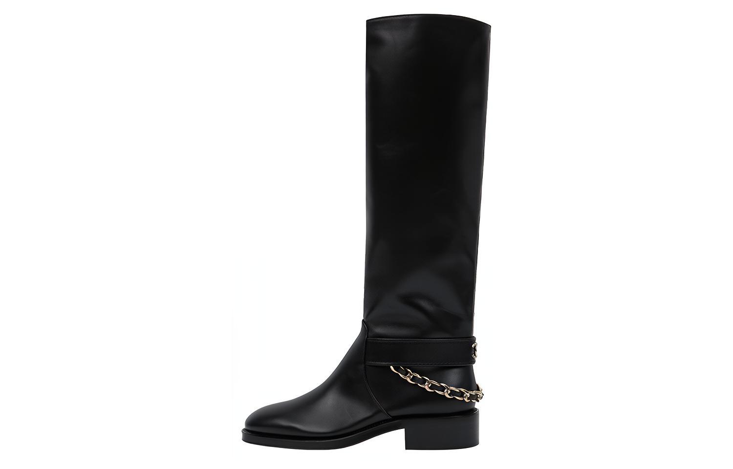 CHANEL 22A Knee high Boots Women's Black