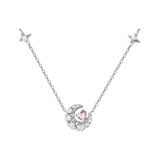 FANCI Dreamy Heart Moon Collection 925 Sterling Silver Synthetic Cubic Zirconia Necklaces Women's