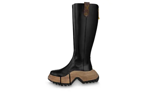 LOUIS VUITTON Zoom Knee high Boots Women's Black