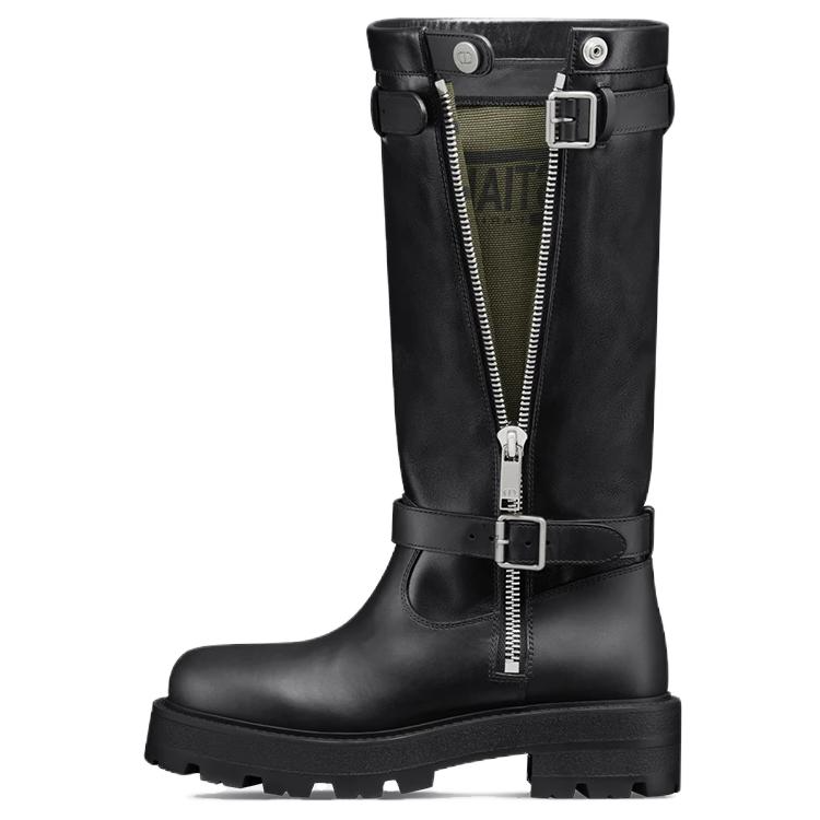 DIOR D Major Calfskin Knee high Boots Women's Black
