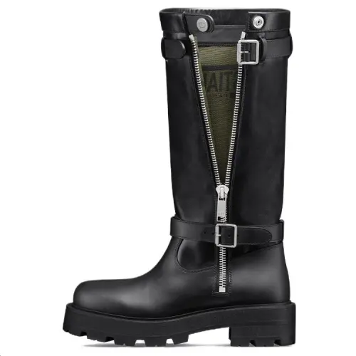 DIOR D Major Calfskin Knee high Boots Women's Black