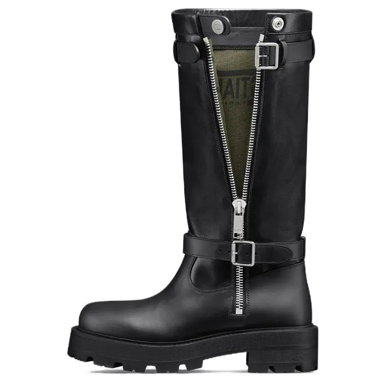 DIOR D Major Calfskin Knee high Boots Women's Black