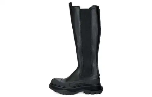 Alexander McQueen Tread Leather Over The Knee Boots 'Black' Women's