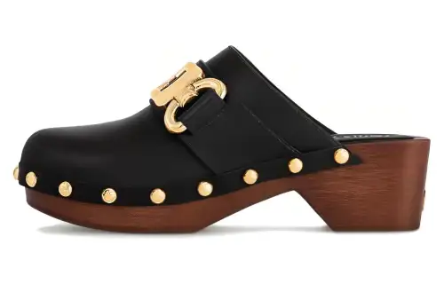 LOUIS VUITTON Closed Toe Slippers Women's Black