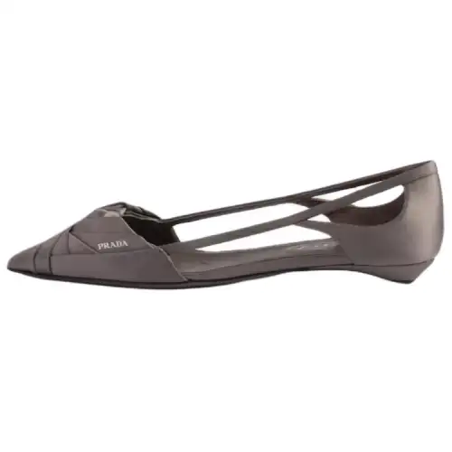 PRADA Leather Casual Shoes Women's Slate Gray