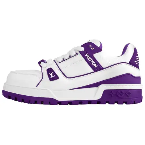 LOUIS VUITTON Trainer Maxi Little Jigglypuff Leather Low top Skateboard Shoes Unisex White Purple