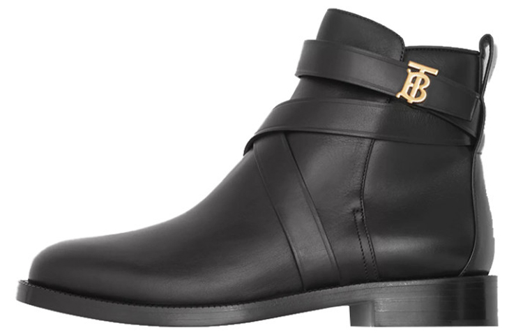 Burberry Top Grain Cow Leather Ankle Boots Women's Black