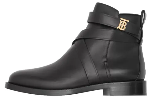 Burberry Top Grain Cow Leather Ankle Boots Women's Black