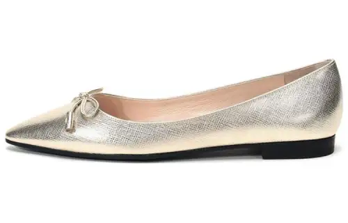 PRADA Leather Casual Shoes Women's Gold