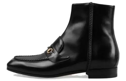 GUCCI Leather Ankle Boots 2cm Men's Black