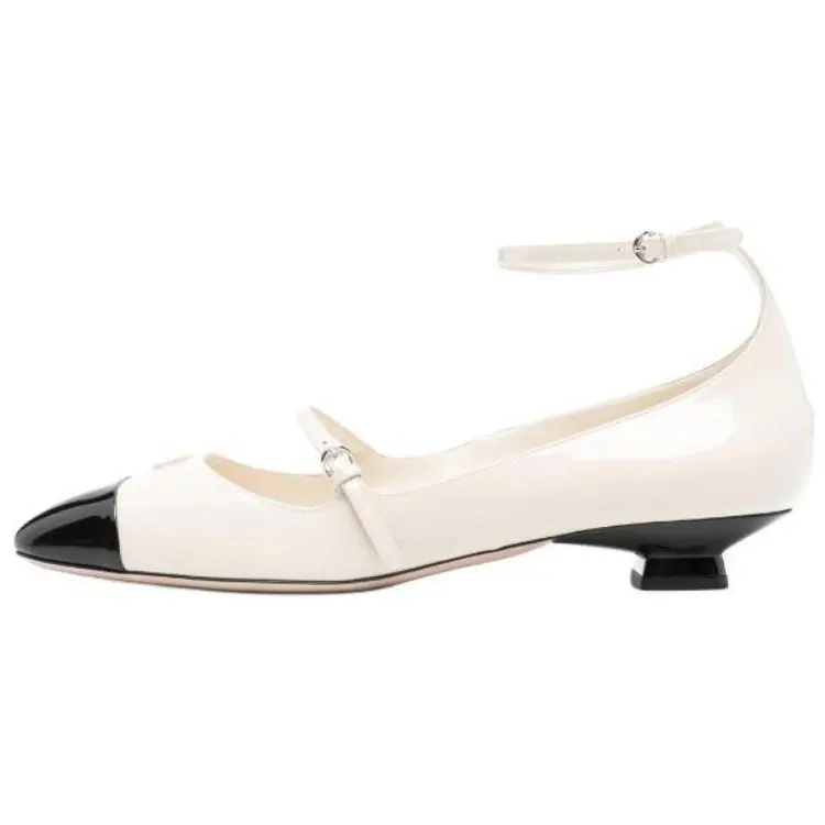 MIU MIU Leather Mary Jane Shoes Women's Beige