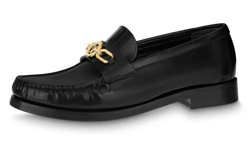 LOUIS VUITTON Major Leather Loafers Casual Shoes Women's Black
