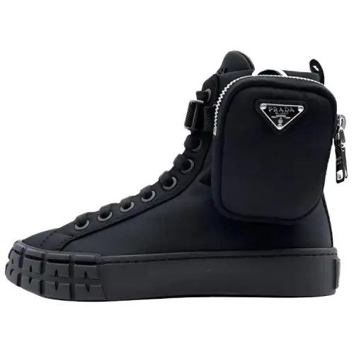 PRADA Wheel Re Nylon Hight Sneakers With Larger Pouch 'Black' Women's