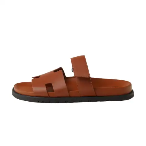 HERMES Chypre Slide Slippers Men's Brown