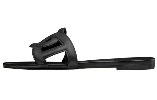 HERMES Aloha Sandals Black Women's