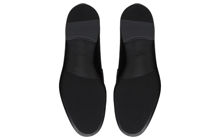 PRADA Plaque Loafer Black Saffino Leather