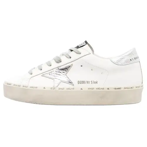 Golden Goose Hi Star Leather Low top Stylish Skateboarding Shoes Women's White Distressed