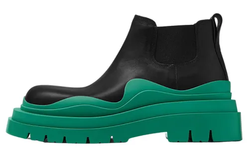 Bottega Veneta Tire Boot Mid Black Acid Turquoise