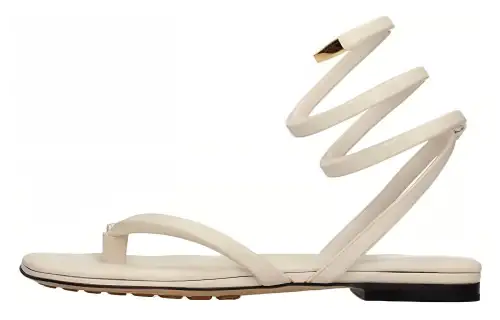 Bottega Veneta Leather One Strap Sandals Women's Beige
