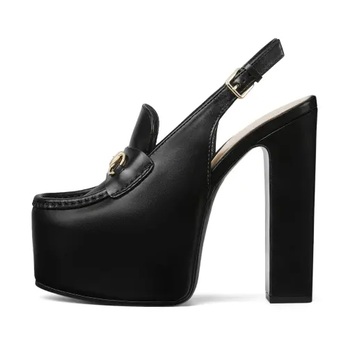 GUCCI Horsebit Leather Loafers 14.5cm Women's Black