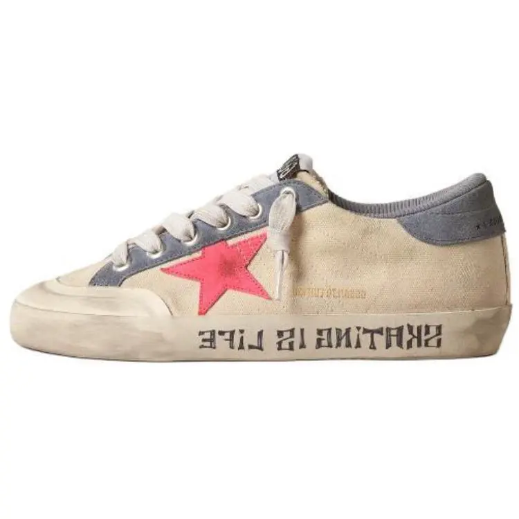 Golden Goose Super Star Penstar Low top Skateboard Shoes Women's Beige Red Distressed