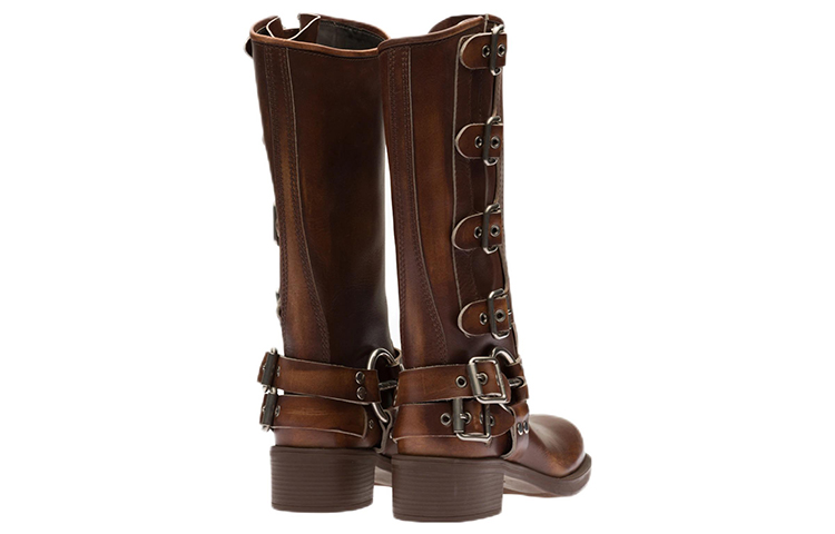 MIU MIU Leather Knee high Boots Women's Brown