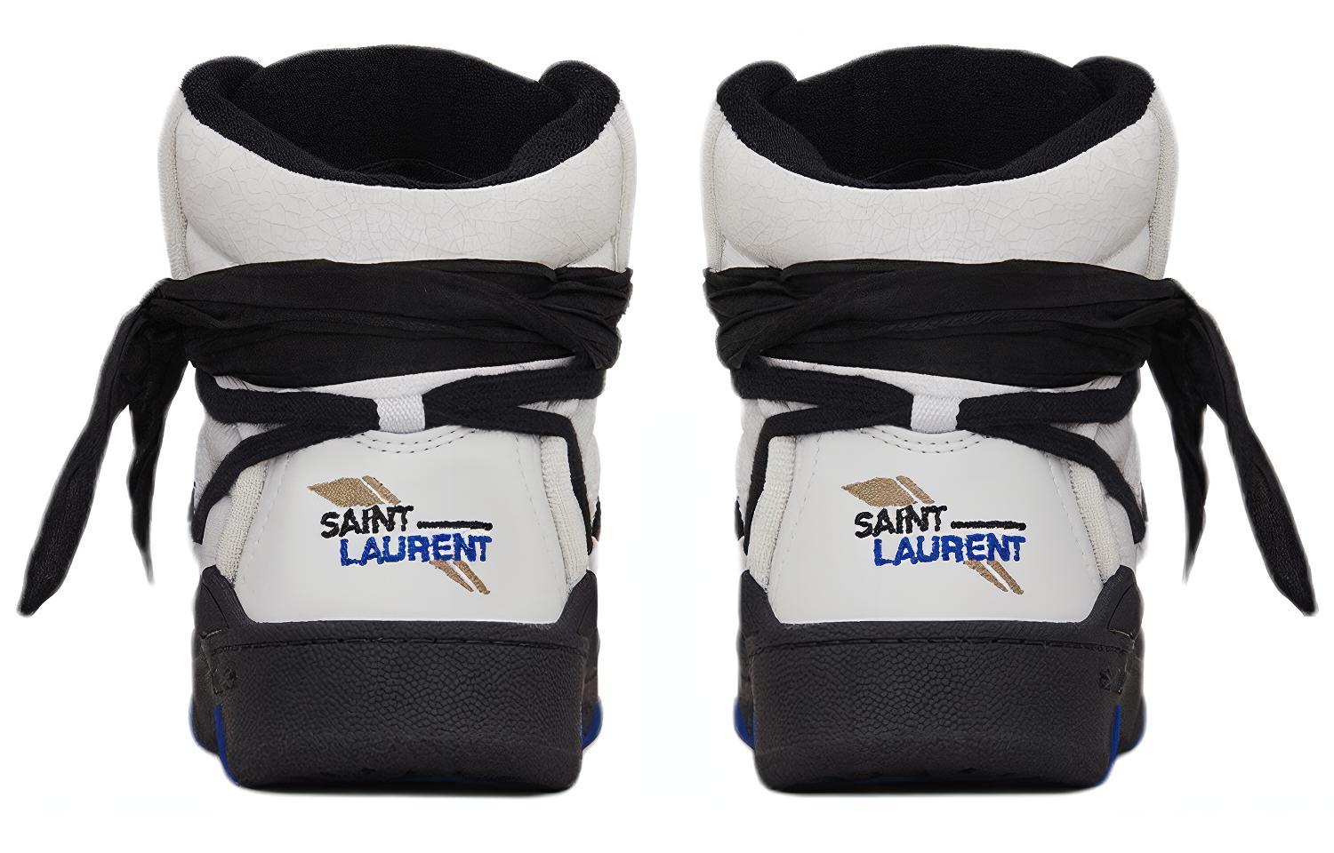SAINT LAURENT SMITH High top Stylish Skateboarding Shoes Men's White Blue