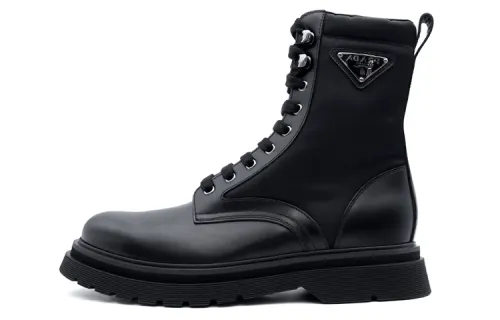 PRADA Rois Short Combat Boots Men's Black