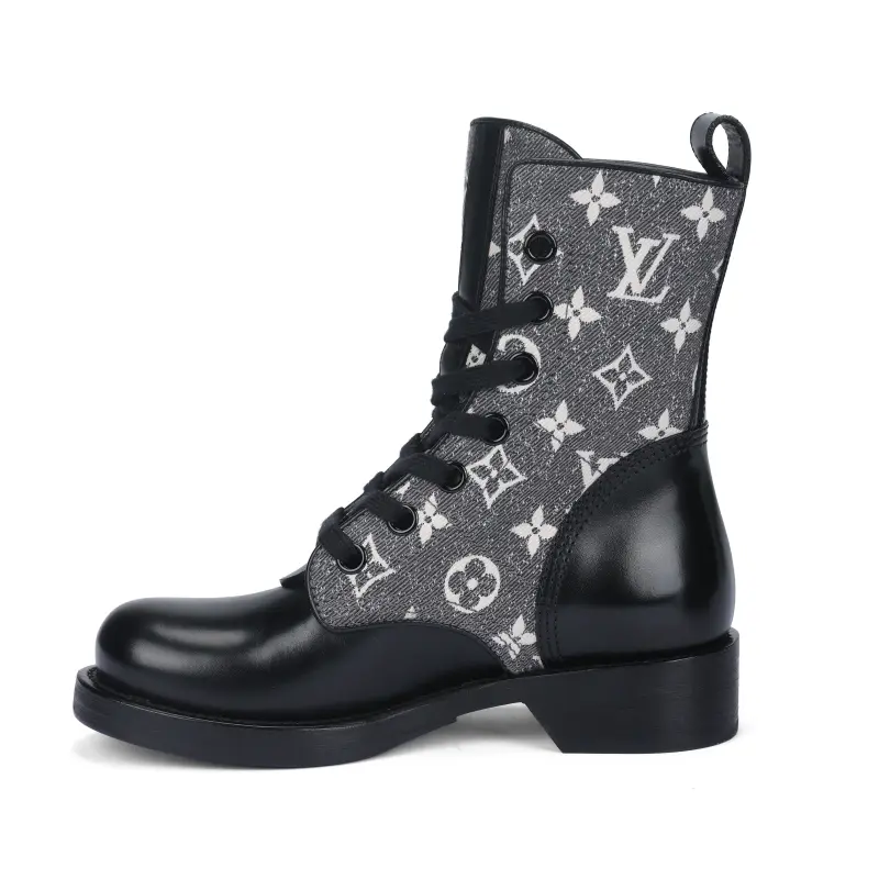 LOUIS VUITTON Since 1854 Metropolis Flat Ranger Boots 'Black With Grey Denim Monogram' Women's