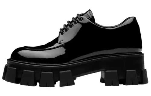 PRADA Leather Platform Shoes Women's Black