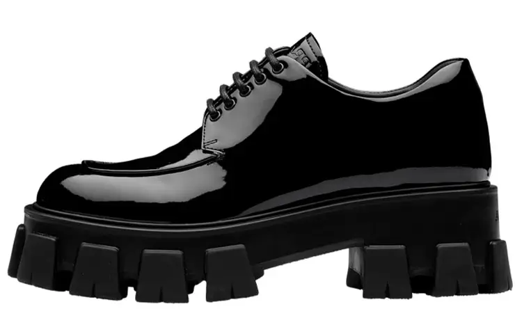 PRADA Leather Platform Shoes Women's Black