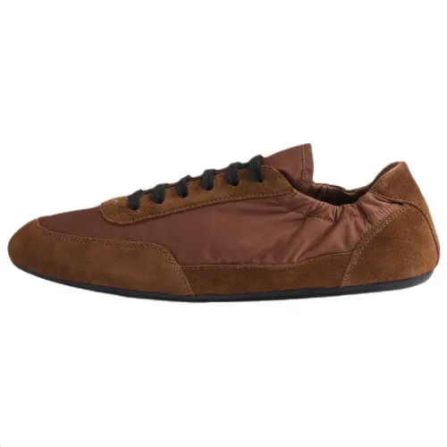 PRADA Re Nylon Collapse Leather, Suede Low top Casual Shoes Women's Red Sandalwood Wood Color