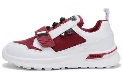 PRADA Textile, Leather Breathable Casual Shoes Men's White Purple